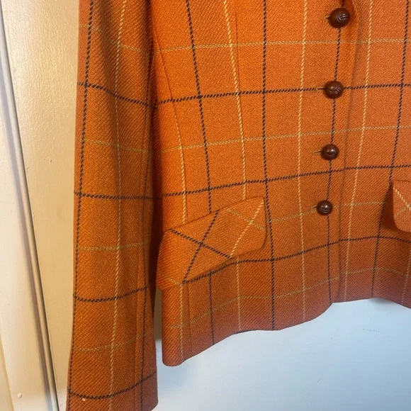 Burberry Orange Checkered Blazer - Picture 8 of 16